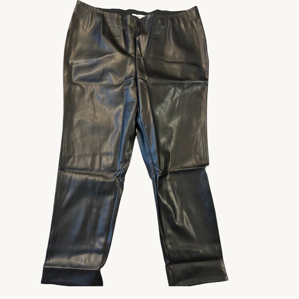 Rubin Singer Black Pleather Faux Leather 1X Pants 41 inch waist